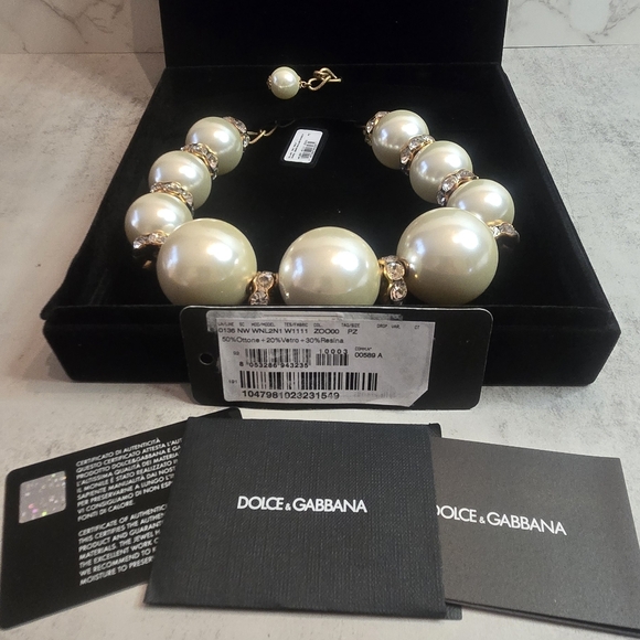 Dolce & Gabbana Choker Necklace with Resin Spheres and Rhinestone Accents - Picture 4 of 6